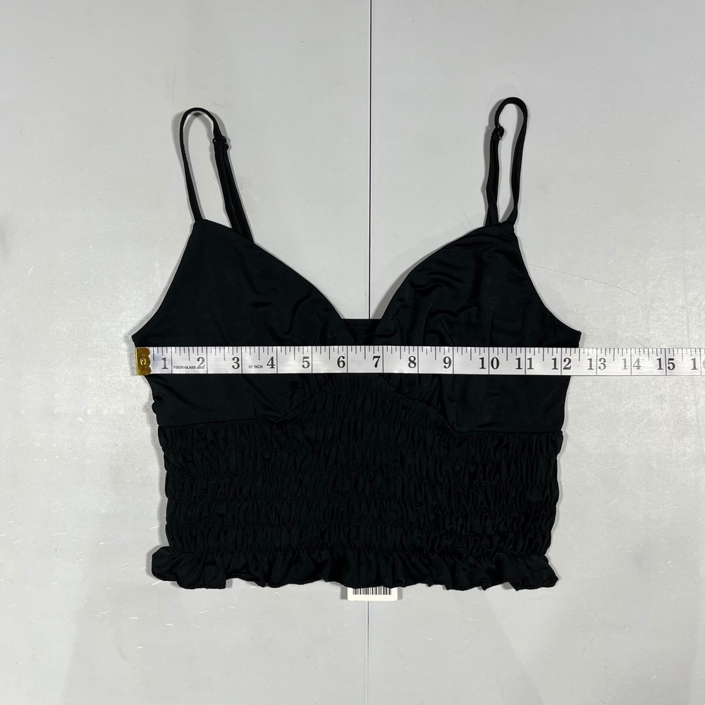 UO Y2K Fairy Grunge Smocked Crop Cami Top Black Medium Whimsigoth Concert - Picture 5 of 9